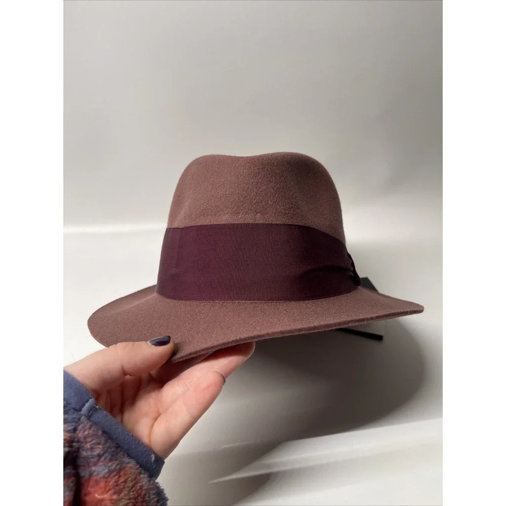 NWT Rag & Bone NY Women's Fedora Rose Hat With Trilby Drape Band Size S